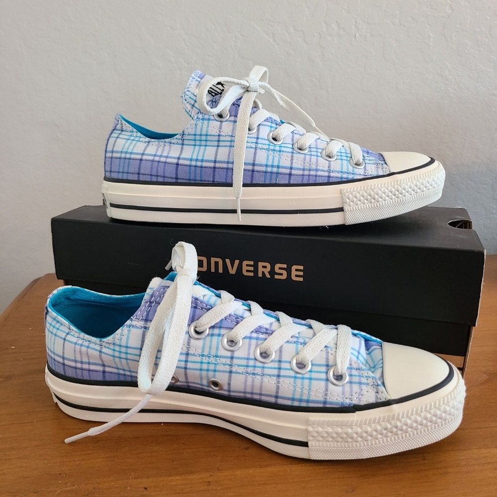 Converse Women's Blue Plaid Sneakers